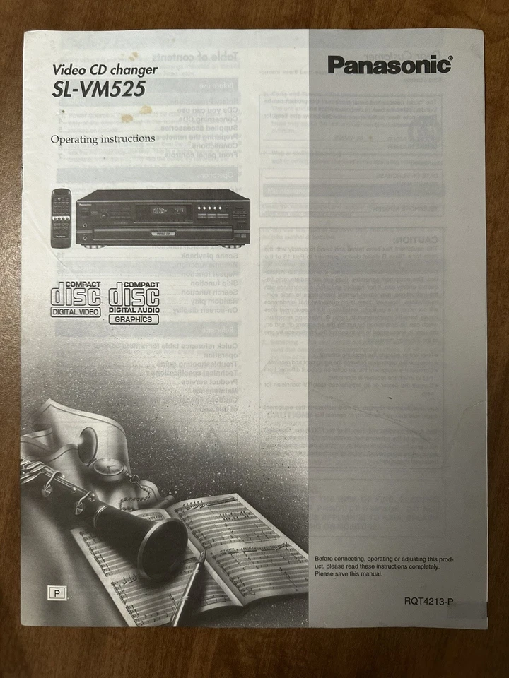 Panasonic SL-VM525 Video CD Changer Karaoke Vintage with Remote and Manual!! - Image 3 of 4