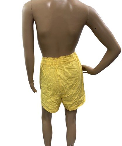 Banana Republic Women’s Size L Yellow Pull On Elastic Waist Linen Blend Shorts - Picture 3 of 4