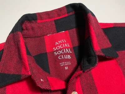Anti Social Social Club Heavy Outline Flannel Red mens size