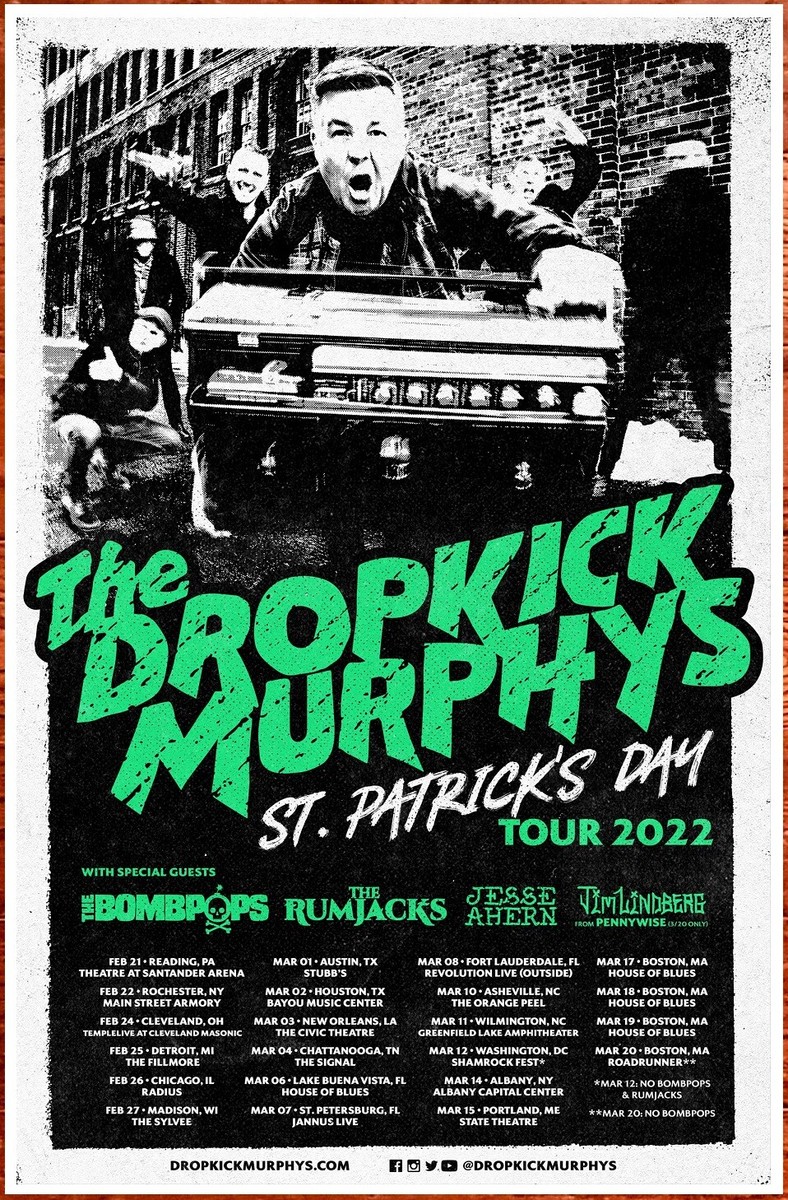 希少 レア 限定 Dropkick Murphys ポスター DROPKICK MURPHYS St Patricks Day 2022 Tour Ltd Ed RARE Poster