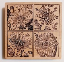 Flowers Magenta Rubber Stamp