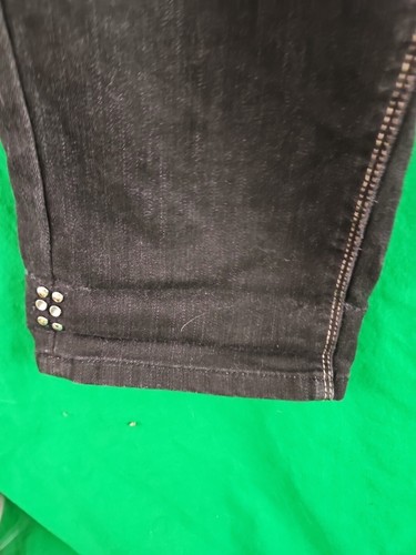 White House Black Market Jeans Women 8 Noir Capri Pedal Pusher Bling Stretch - Picture 7 of 13