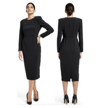 Sergio Hudson x Target SIZE XXS Strong Shoulder Midi Dress Black NWT