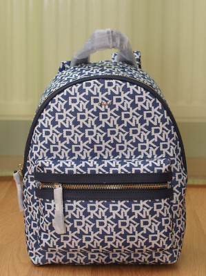 DKNY Backpack  Rucksack Denim Logo Navy DED Blau NEU mit Etikett Dunkelblau Weiß