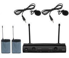 UHF Dual Lavalier Wireless Lav Lapel Microphone System for Shure UT4 Receiver