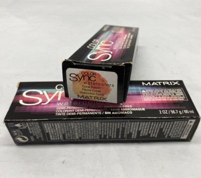 *LOT OF 2* Matrix Color Sync Watercolors Demi Permanent Color 2 oz - Coral Peach