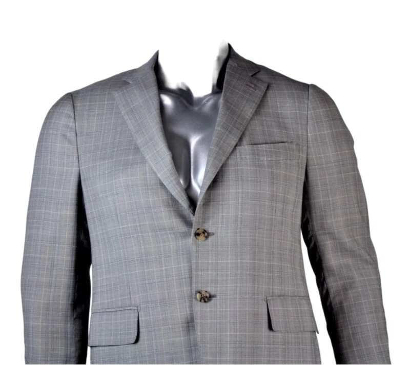 $5,495 NWT Gianluca Isaia Gray Window Pane 100% Wool 2-Button Suit Size 44 S - Image 3 of 4