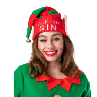 This Elf Needs Gin Novelty Adults Fancy Dress Funny Christmas Costume Accessory