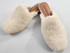 Lucky Brand LK-Colliey Flat shoes womens 7 M 37.5 beige wool faux fur $79 ladies