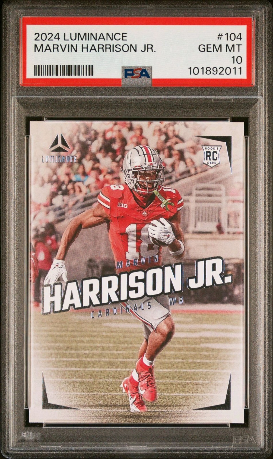 MARVIN HARRISON JR. 2024 Panini Luminance RC #104 Cardinals GEM MINT PSA 10