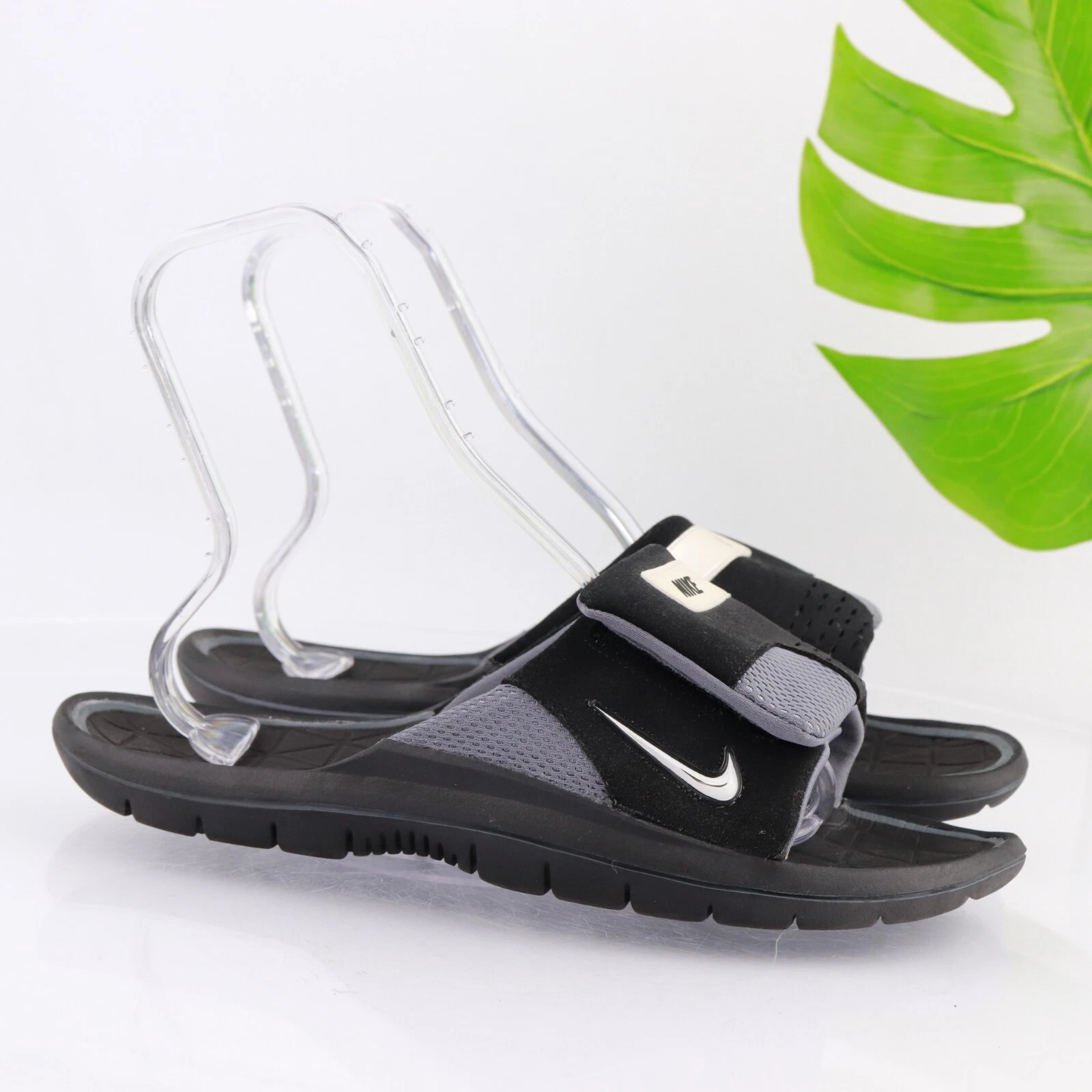 VTG Nike Uomo Ultimate Slide Sandalo Taglia 14 Nero Grigio Regolabile Scarpa Da Piscina