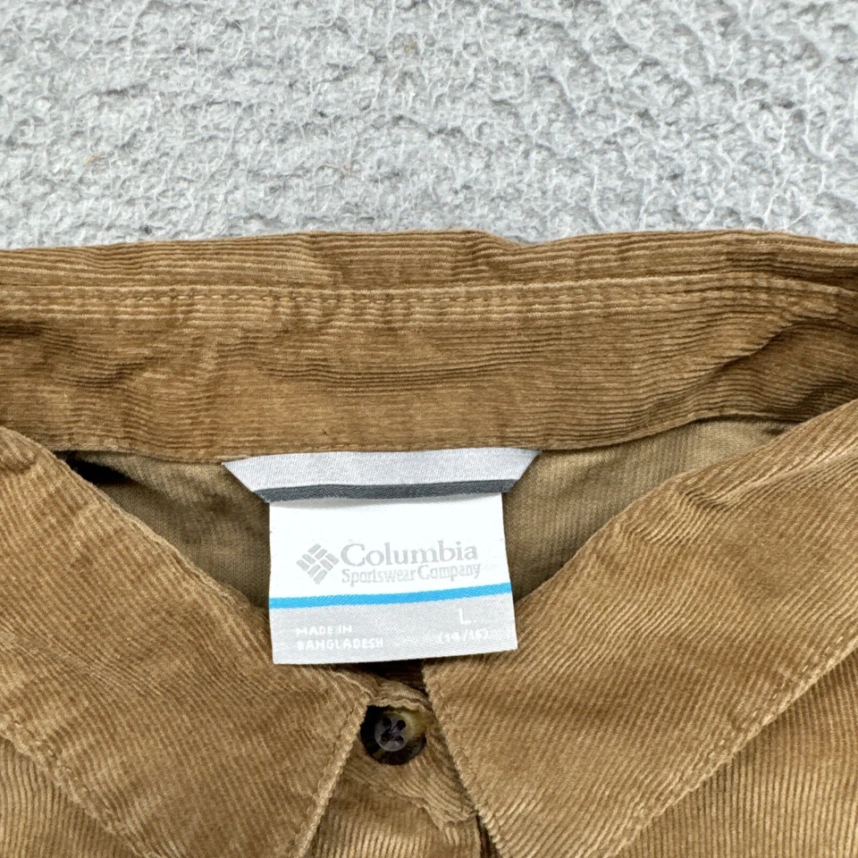 Vestido Columbia Niñas Grande 14-16 Beige Pana Abotonada Manga Larga Foto 3 de 4