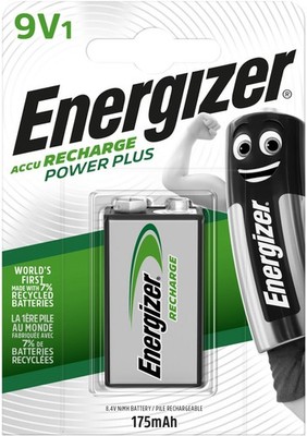 50x Energizer Akku Recharge Power Plus 9V1 NiMH  1er Blister 175 mAh 8,4 V
