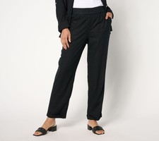 Denim  Co. Petite Linen Blend Straight Leg Pant Black L New