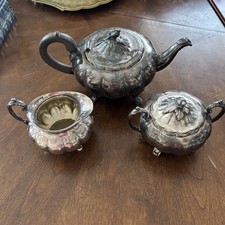 Vintage Oneida Community Silver Plate Melon Tea Set