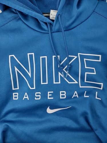 Nike Baseball Hoodie Therma Fit Sweatshirt Men's Size M Blue Stretch Pullover - Picture 6 of 9