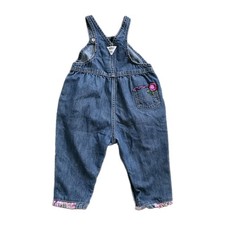 Vintage Y2K OshKosh Floral Embroidered Ruffle Bib Overalls 18m Cottagecore