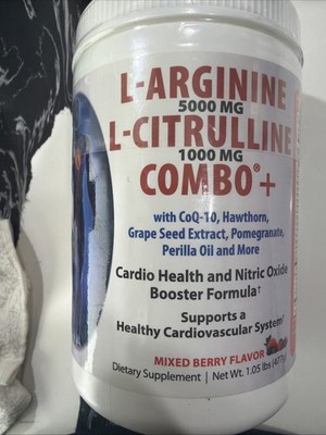 Combo+ L-Arginine 5000mg L-Citrulline 1000mg, Nitric Oxide, Exp 6/25