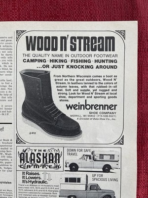 Vintage 1973 Print Ad Weinbrenner Shoe Co. Wood N  Stream Boot Advertisement