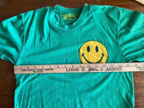 Sz XS Aviator Nation Youth Kids Smiley Face T Shirt Green Made in USA BTS - Picture 10 of 11