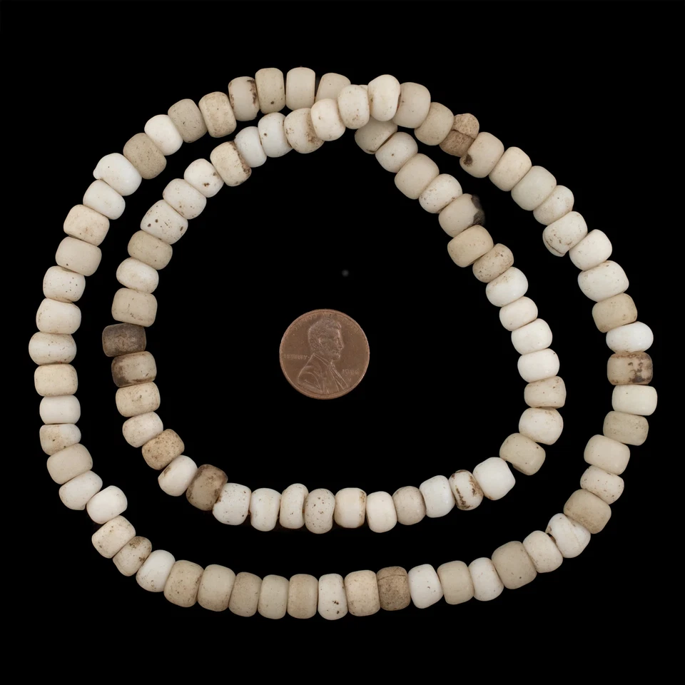 Cuentas Padre Blanco Antiguo 7mm Etiopía Africano Vidrio Redondo Agujero Grande 26 Pulgadas Hilo Foto 2 de 4