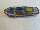 Vintage The Ohio Art Co Tin Wind-Up Cabin Cruiser Toy Boat See Photos 8.5”