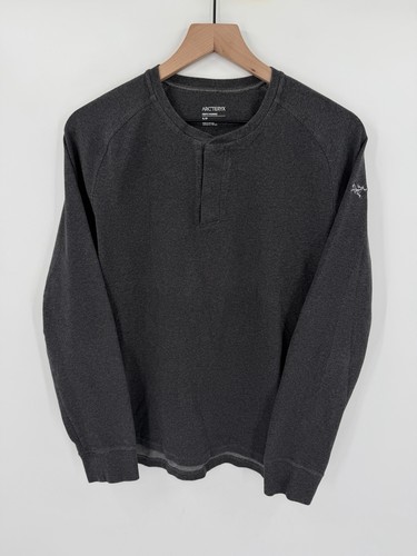 Arc'teryx Sirrus Thermal Henley Long Sleeve Shirt Mens Small Gray Raglan Waffle