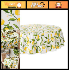 Lemon Bliss Tablecloth 70" Round - Vibrant Yellow Floral Design for Dining Table