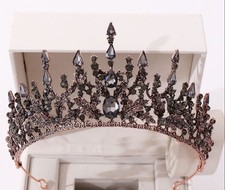 Gothic Gray Crown Tiara real metal gift diadem birthday bridal dark spiky rose