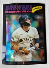 Christian Yelich 2026 Topps Heritage Black Chrome Refractor /77 SP - Brewers