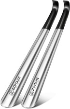 2x Long Handle Metal Shoe Horn for Seniors Men, Women 16.5 Inch Stainless Steel