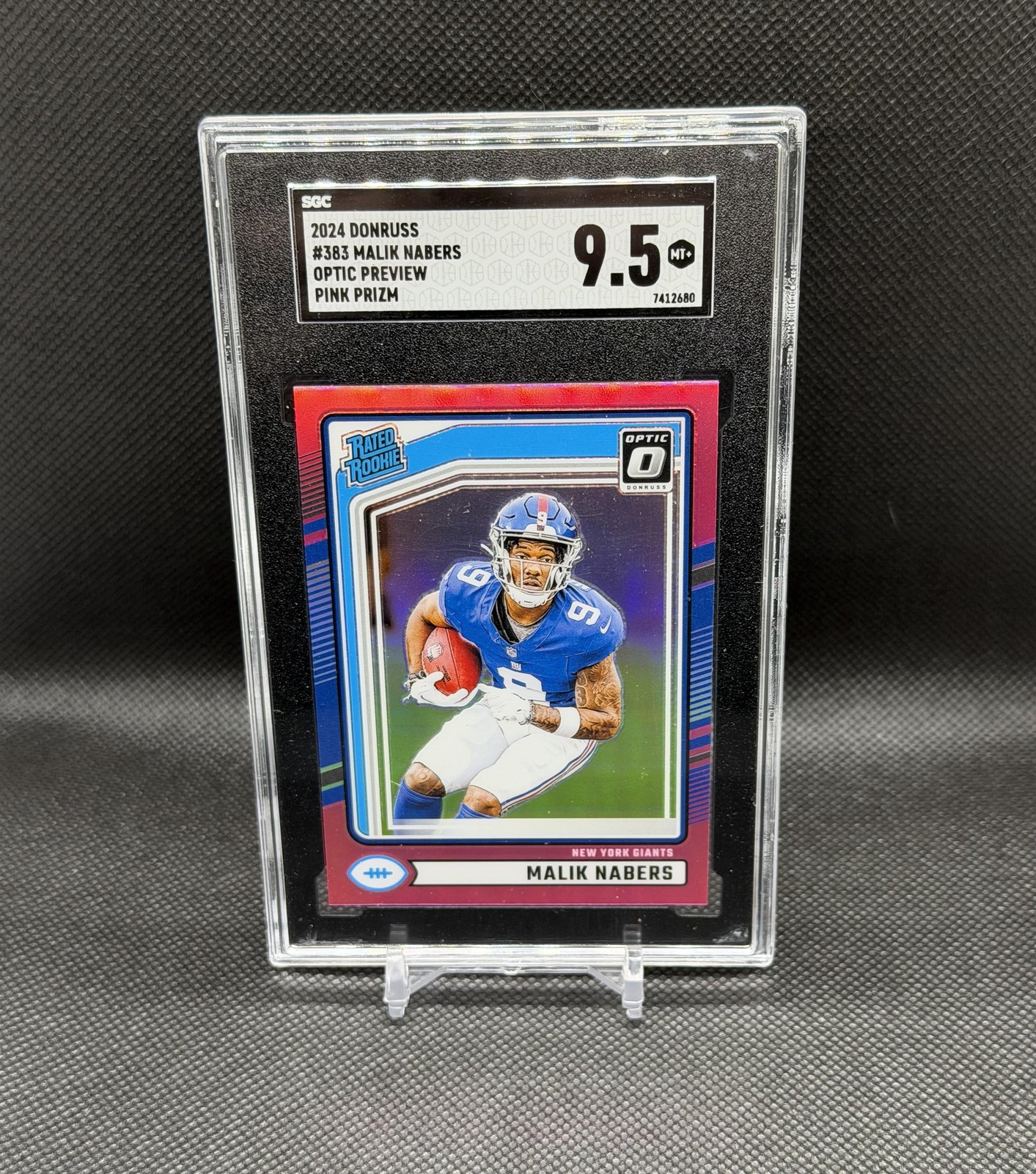 2024 Donruss #383 Malik Nabers Optic Rated Rookies Preview Pink SGC 9.5