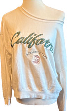 Lazy Sunday White Graphic California Sweatshirt Boat Neck Women's M