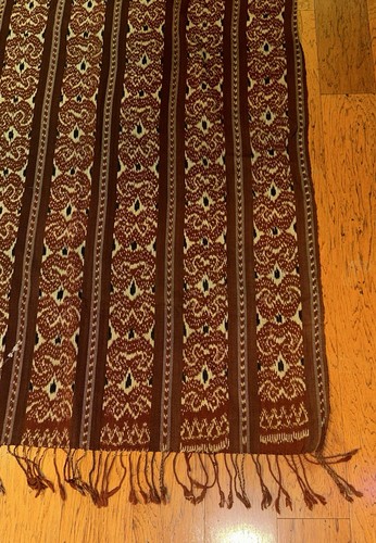 Large Tapestry Throw Rug Table Cloth Fabric Imported 76” x 108” Fringed Ends - Picture 2 of 12