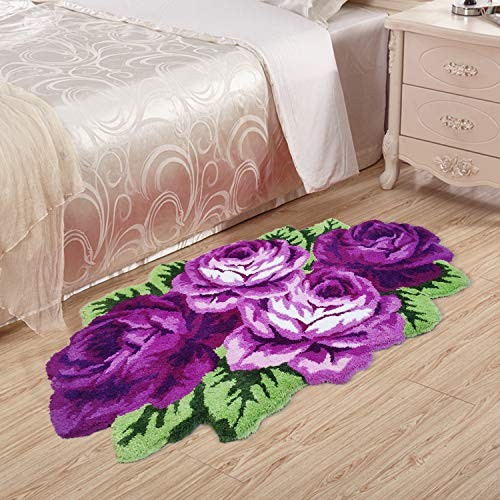 Pastoral Style Handmade Floral Rug for Girls Bedroom & Kids 2FTx3.6FT Purple - Picture 3 of 8