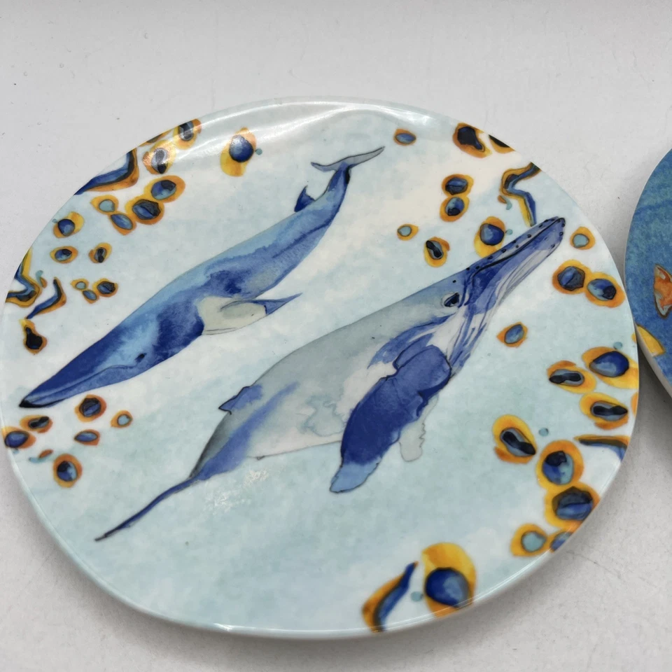 4 platos de postre Anthropologie melamina 6" VOUTSA Ocean Beach pulpo acolchado Foto 2 de 4