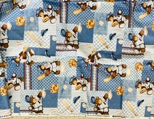LAST FAT QTR 18”x22” STEELE CREEK STUDIO BILLY BEAR AT BAT PATCH BASEBALL FABRIC