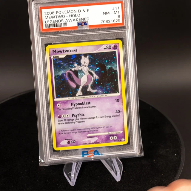 2008 Pokemon Legends Awakened Mewtwo #11/146 Holo PSA 8 NM-MT SWIRL**