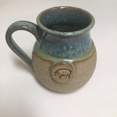 Studio Art Pottery Coffee Mug PIG Tea Cup SIGNED Spotted Dog Ceramics Vero Beach