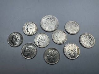 10 Stk MÜNZE NIEDERLANDE 10 CENTS 25 CENTS 640er SILBER 1918 1941 16 15 g