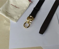 Ferragamo Reversible Men belt Black /Brown length 120 cm+ Gold Gancini buckle