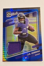 2021  Donruss Optic - Donruss Threads J.K. Dobbins #TH-6 Blue Hyper Prizm (MEM)