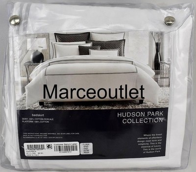 Hudson Park Classic Linens Egyptian Cotton Percale FULL Bedskirt White/ silver