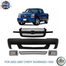 Front Bumper Cover Primed Grille Assembly Kit For 2003-07 Chevy Silverado 1500