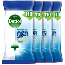 Image of Dettol Antibacterial Cleansing Surface Wipes, Fragrance Free, 440 Wipes (110...