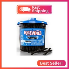 Red Vines Black Licorice Candy Black Licorice Soft Chewy Candy Twists 3.5 Lb Jar