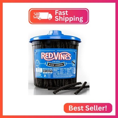 Red Vines Black Licorice Candy Black Licorice Soft Chewy Candy Twists 3.5 Lb Jar