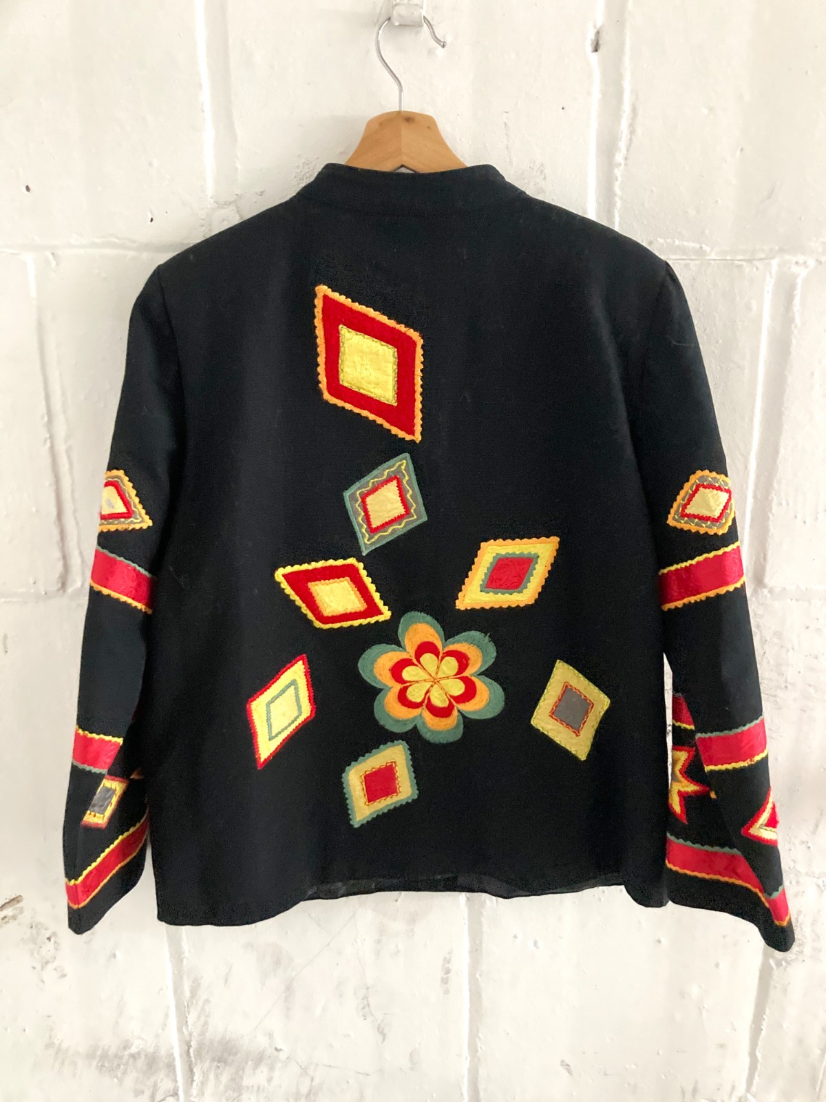 Indigo Moon Embroidered & Patchwork Jacket Black … - image 3