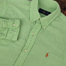 Polo Ralph Lauren Long Sleeve Button Down Green Gingham Lined Mens S