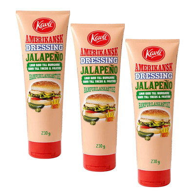 3x Kavli American Jalapeño Dressing 230g Swedish Burger Sauce Spicy Condiment